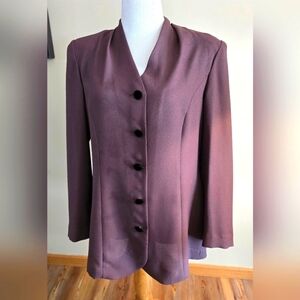 NWT Vintage Leslie Fay Lightweight Dark Taupe Womens Blazer Size 16